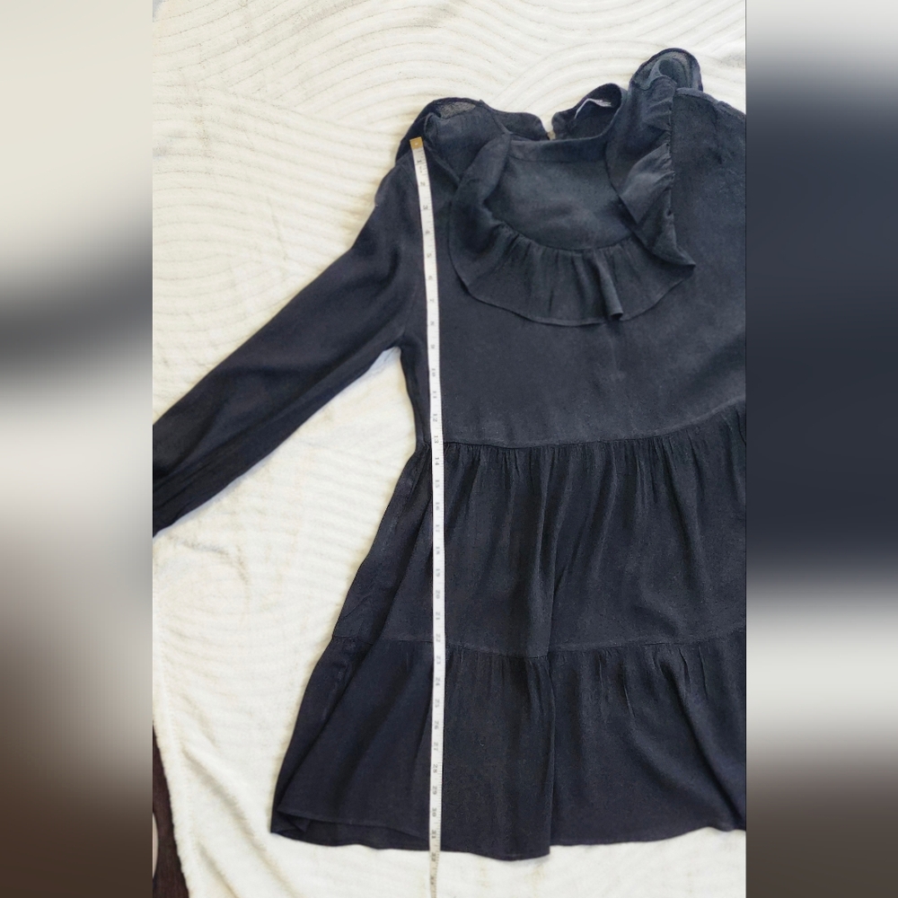 ZARA Woman Black Ruffle Tiered Mini Dress – XS - Picture 9 of 10